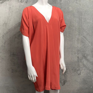 Vince Womens Silk Dress XS Baggy Oversized Tunic 90s Y2k Casual Coral Classic